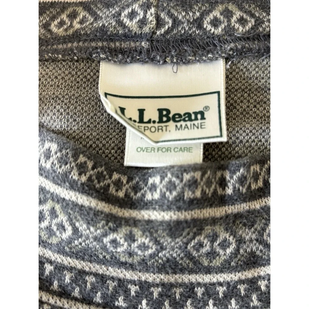 Vintage LL Bean Fair Isle Nordic Long Sleeve Shirt Made‎ USA Men XL Mock Neck